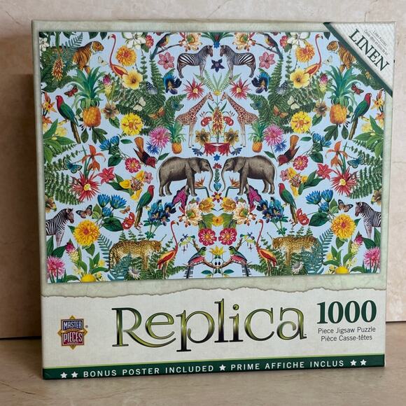 MasterPieces 1000 Piece Linen Jigsaw Puzzle Family Safari 19.25x26.75 Fun NEW - Picture 1 of 12